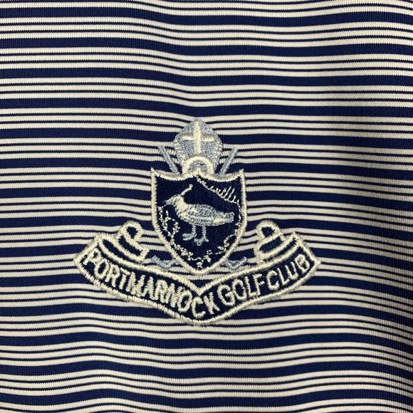 Peter Millar Portmarnock Heritage Polo Shirt Men's Large Navy/White Striped Golf - Picture 5 of 10